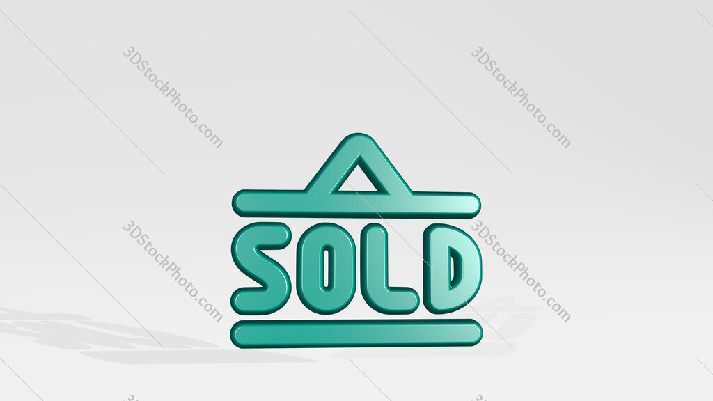real estate sign board sold 3D icon casting shadow