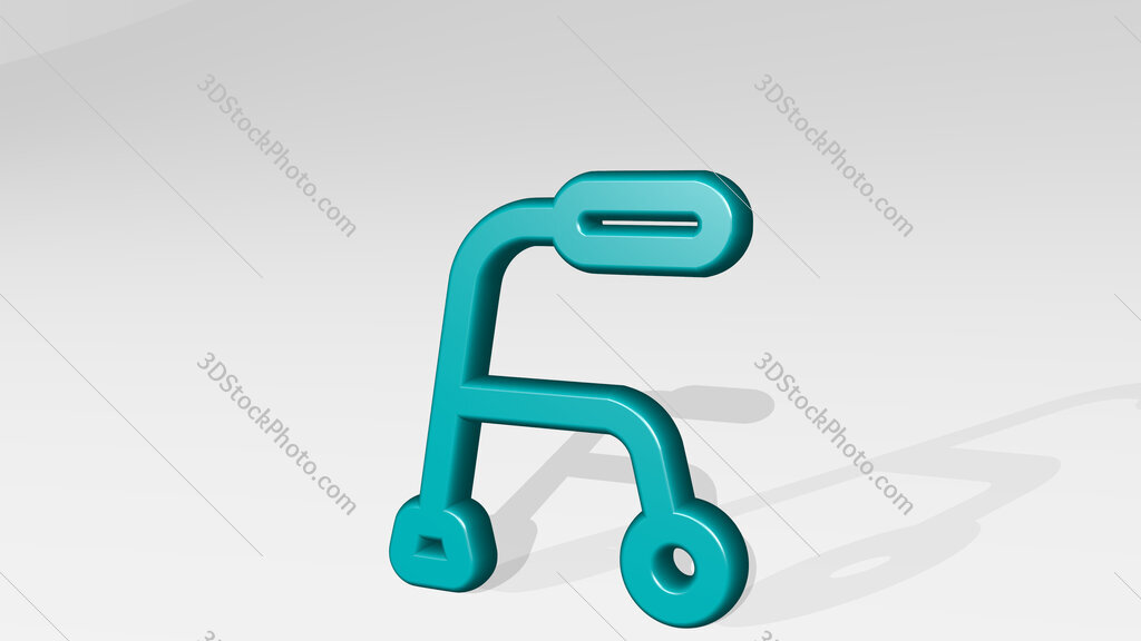 medical instrument walking aid 3D icon casting shadow
