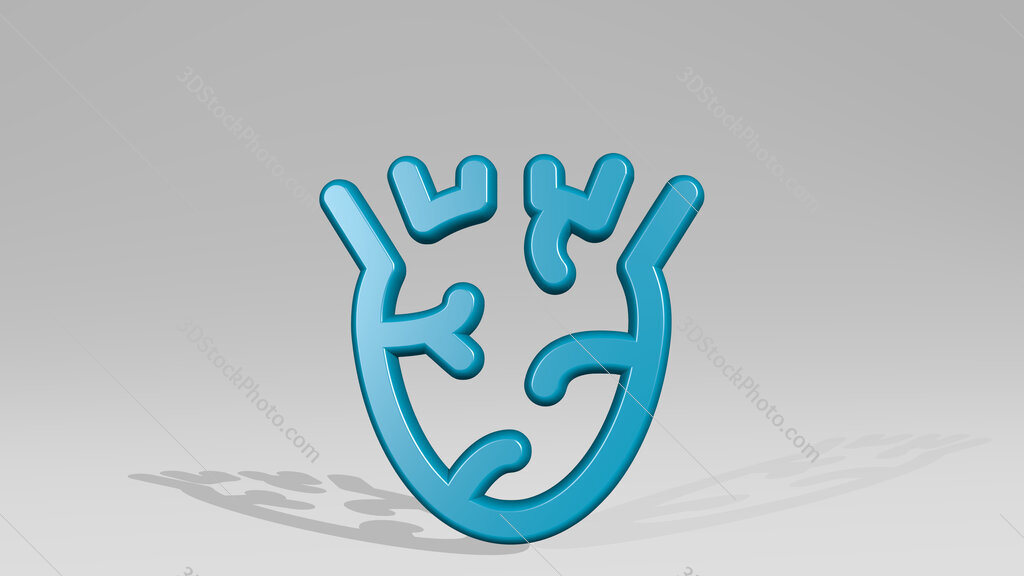 medical specialty heart 3D icon casting shadow