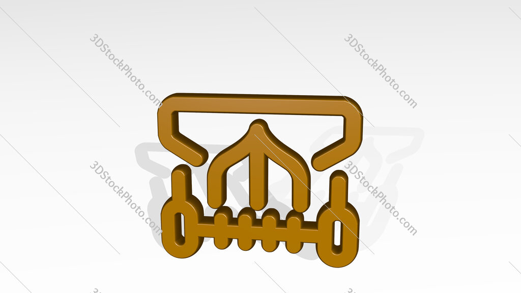 agriculture machine rottary tiller 3D icon casting shadow