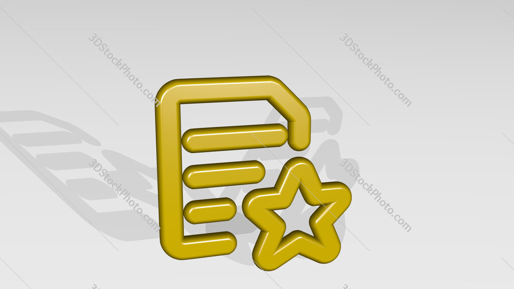common file text star 3D icon casting shadow