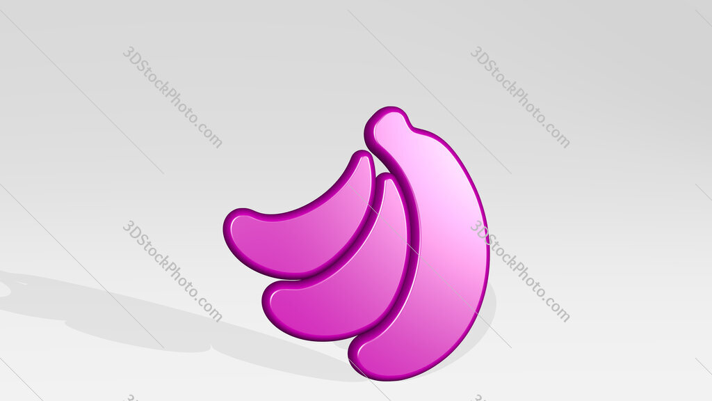 fruit banana 3D icon casting shadow