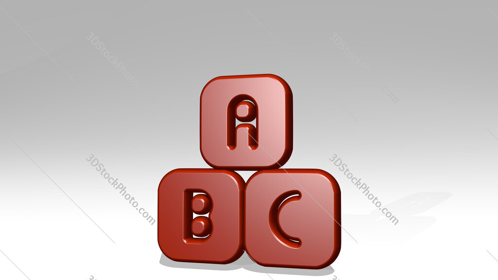 educative toys alphabet 3D icon casting shadow
