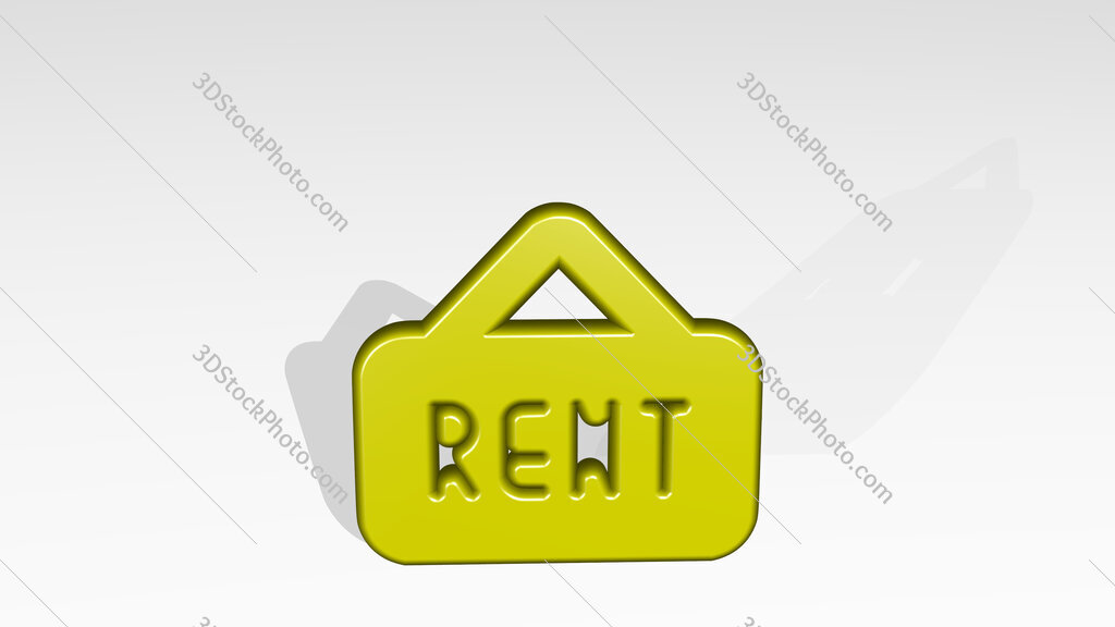 real estate sign board rent 3D icon casting shadow