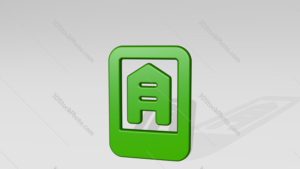 real estate app building smartphone 3D icon casting shadow
