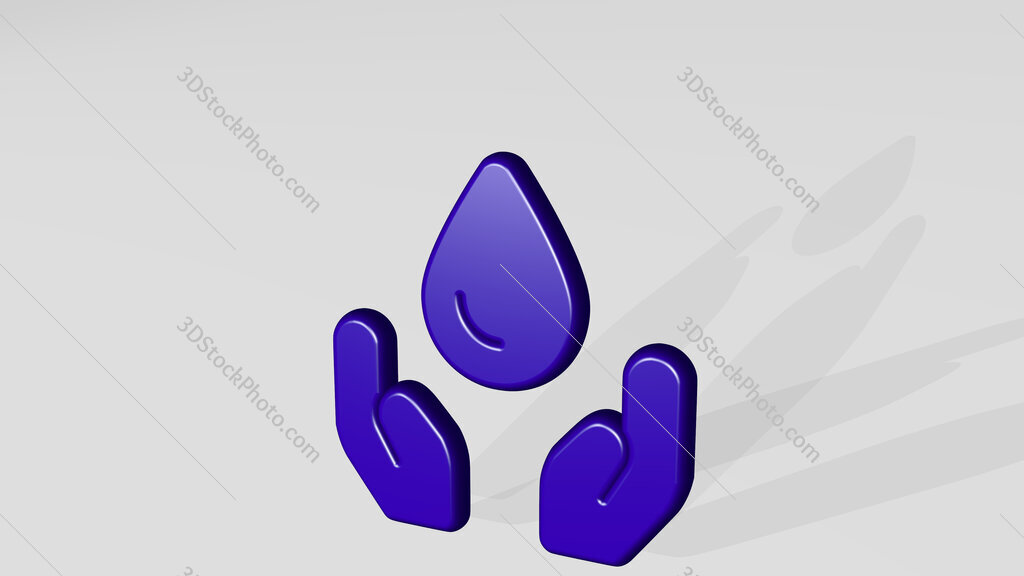 water protection drop hold 3D icon casting shadow