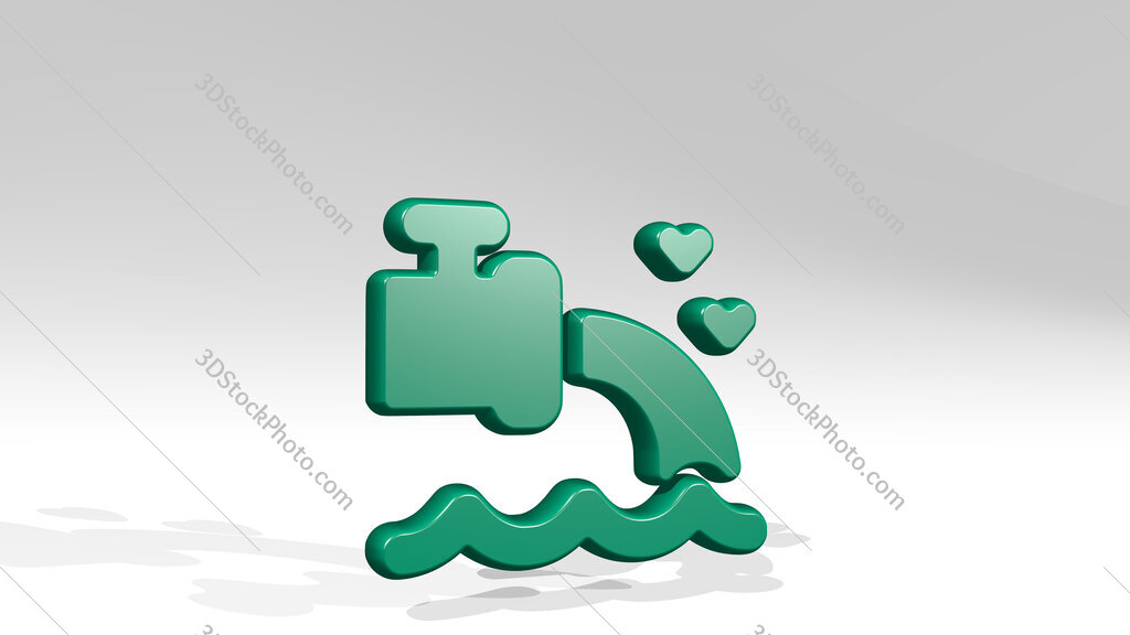 pollution faucet water 3D icon casting shadow