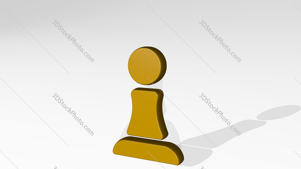 chess pawn 3D icon casting shadow