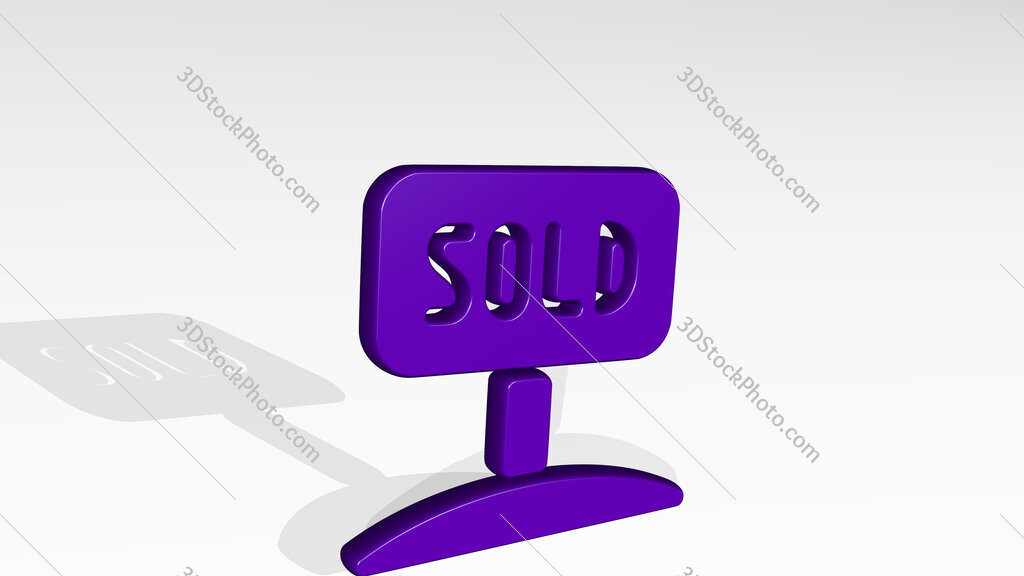 real estate sign sold 3D icon casting shadow