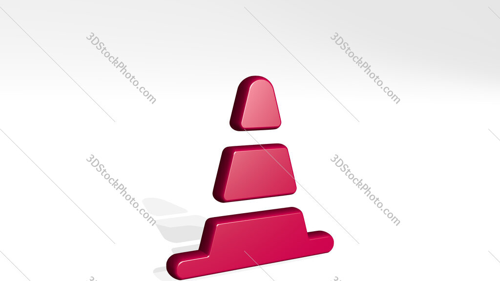 construction cone 3D icon casting shadow