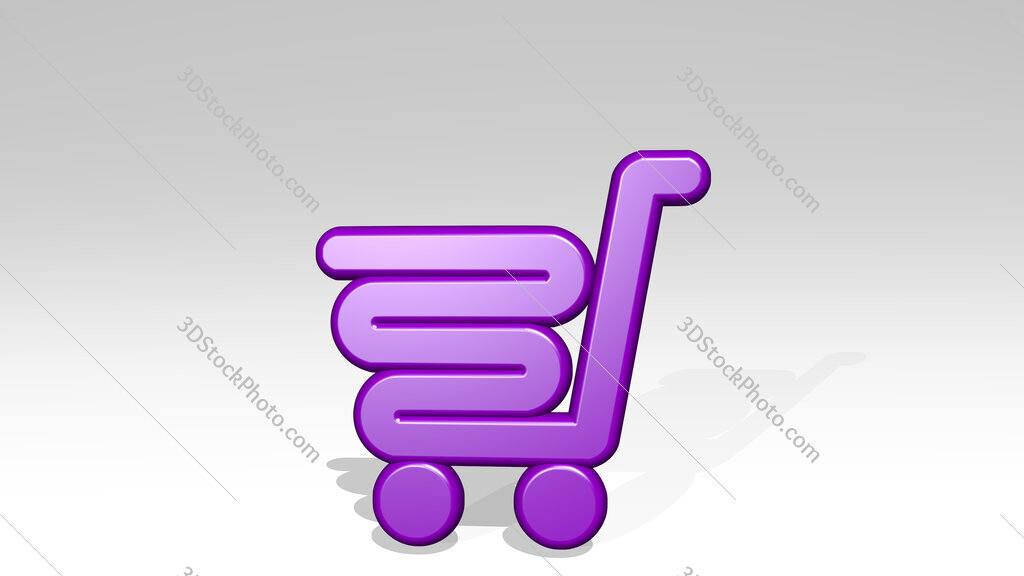 shopping cart 3D icon casting shadow
