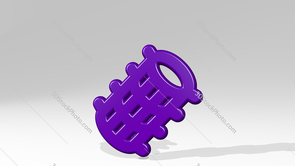 hair dress round brush_ 3D icon casting shadow
