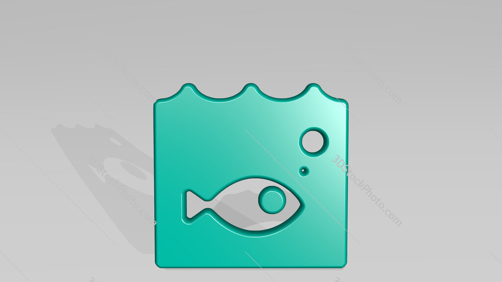 water protection fish 3D icon casting shadow