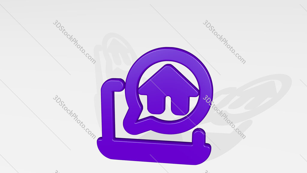 real estate app house laptop 3D icon casting shadow