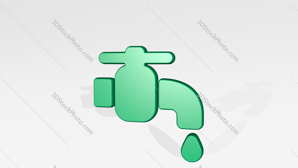 water protection faucet 3D icon casting shadow