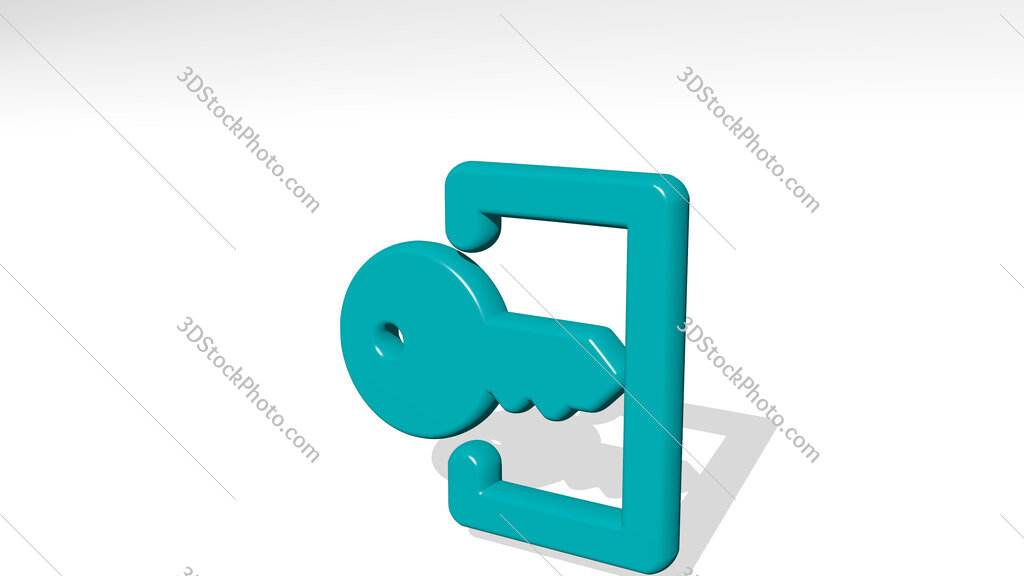 login key 3D icon casting shadow