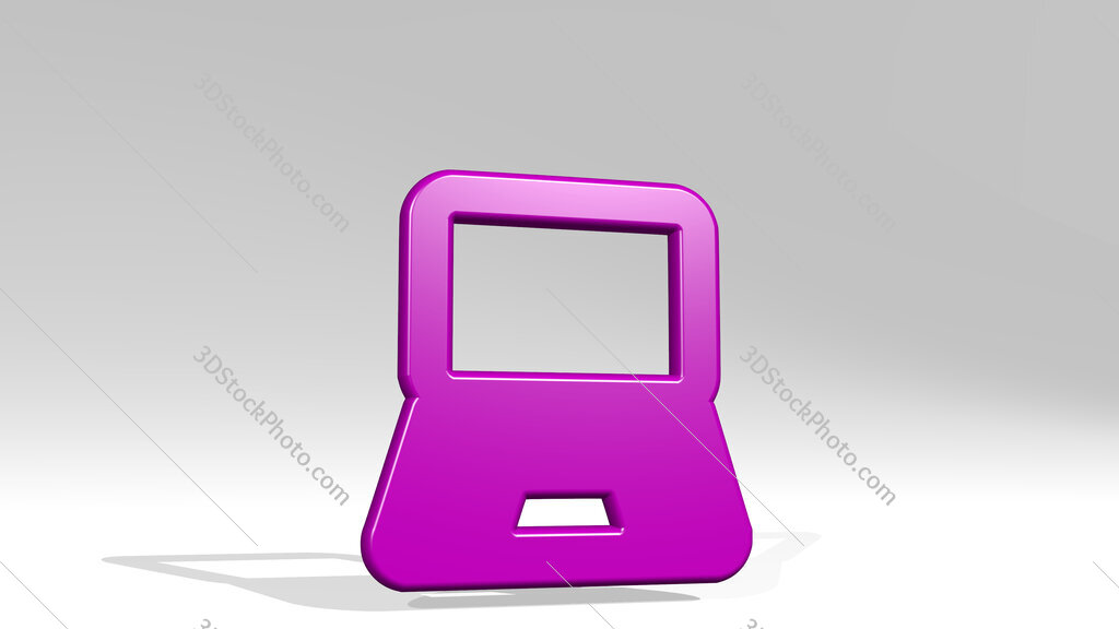 laptop 3D icon casting shadow