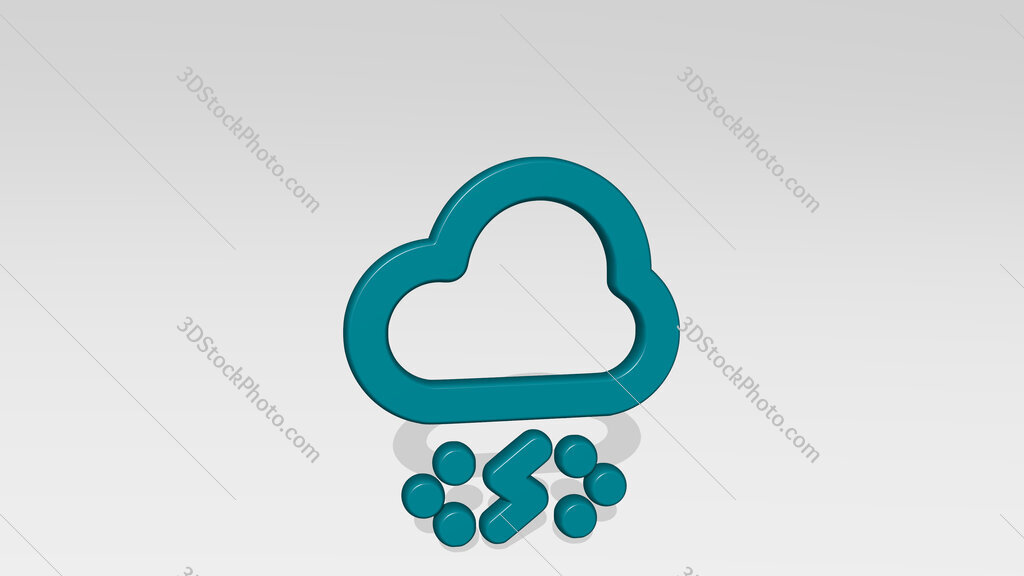 weather cloud snow thunder 3D icon casting shadow