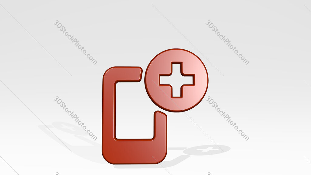 medical app smartphone 3D icon casting shadow