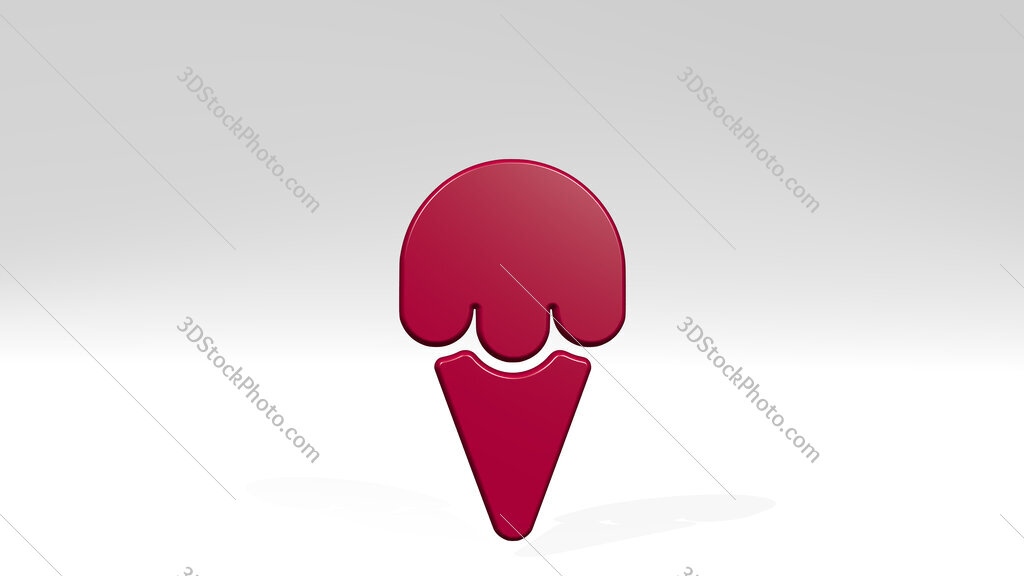 ice cream cone 3D icon casting shadow