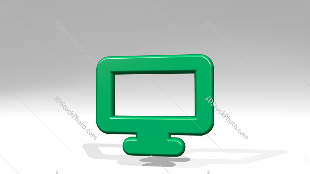 modern tv flat 3D icon casting shadow