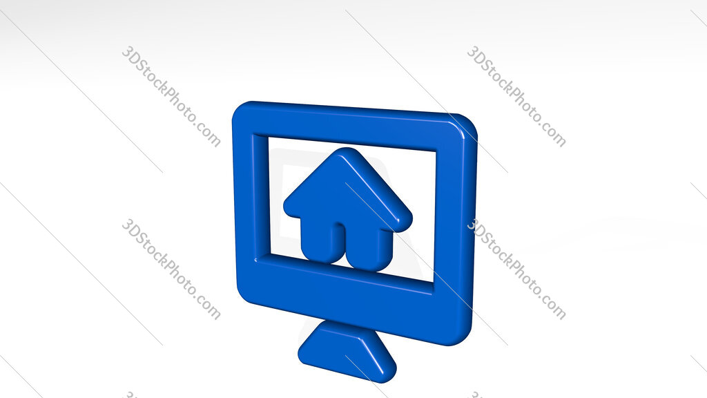 real estate app house monitor 3D icon casting shadow
