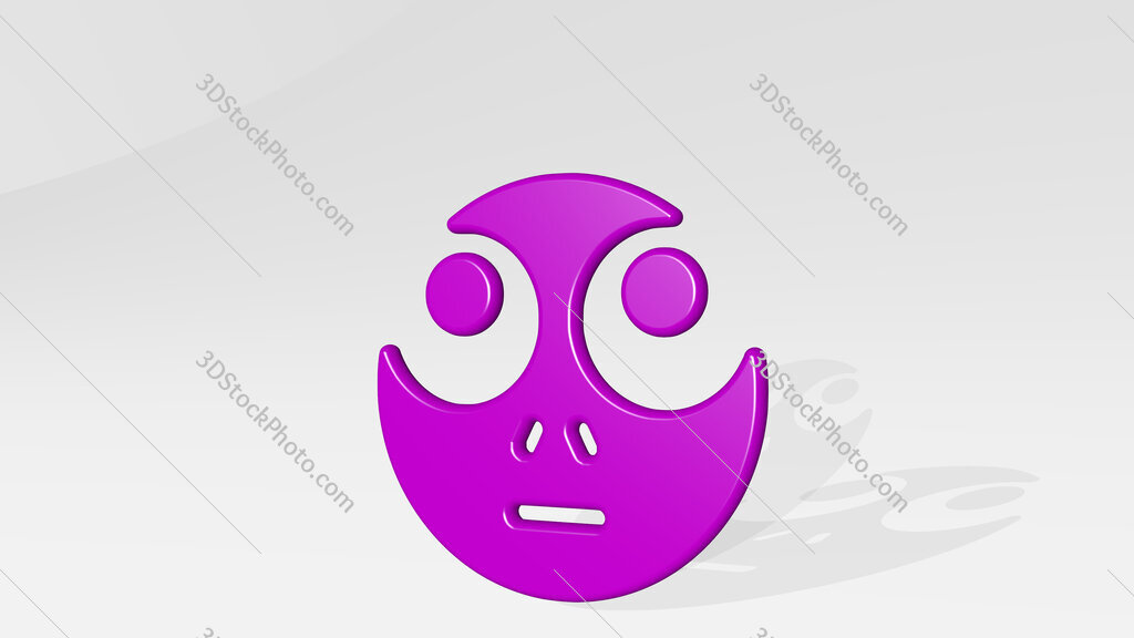 smiley oops 3D icon casting shadow