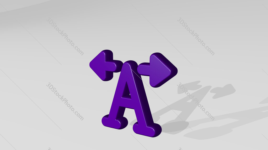 font expand horizontal 3D icon casting shadow