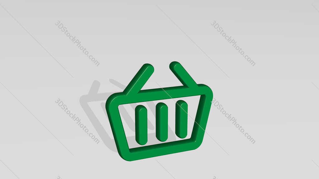 shopping basket 3D icon casting shadow