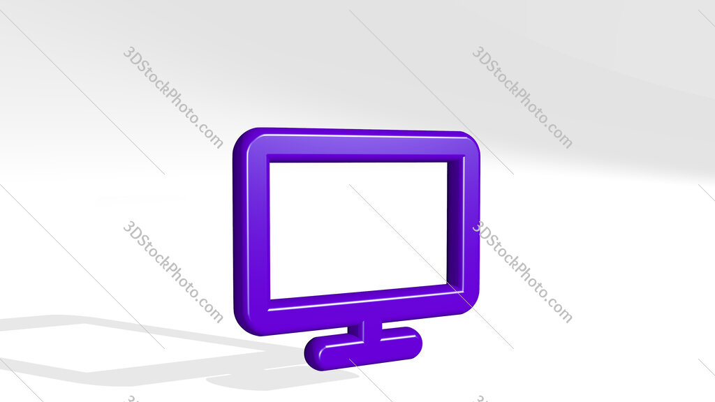 tv flat screen 3D icon casting shadow