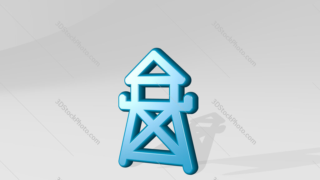 water protection tower 3D icon casting shadow