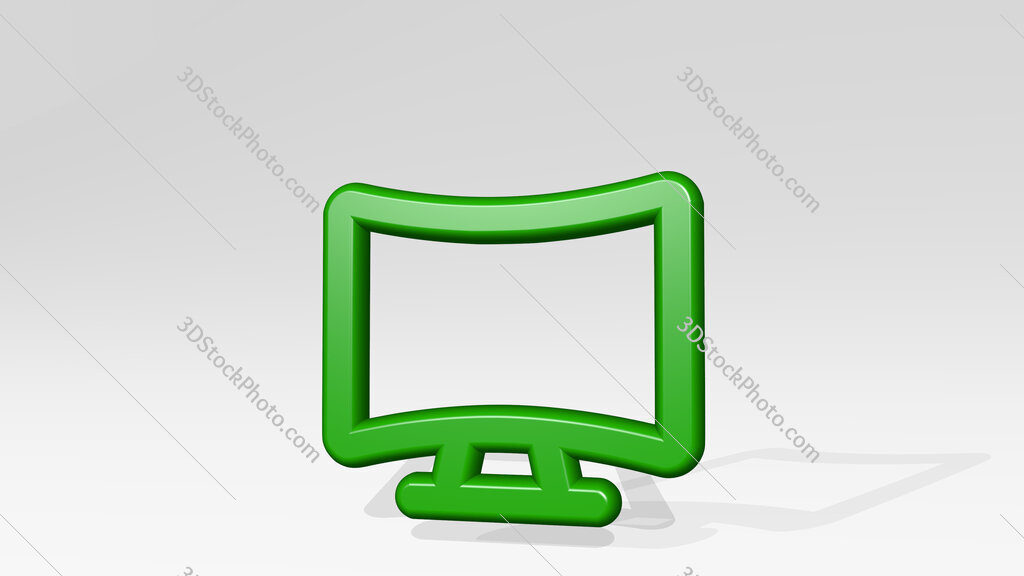 screen curved 3D icon casting shadow