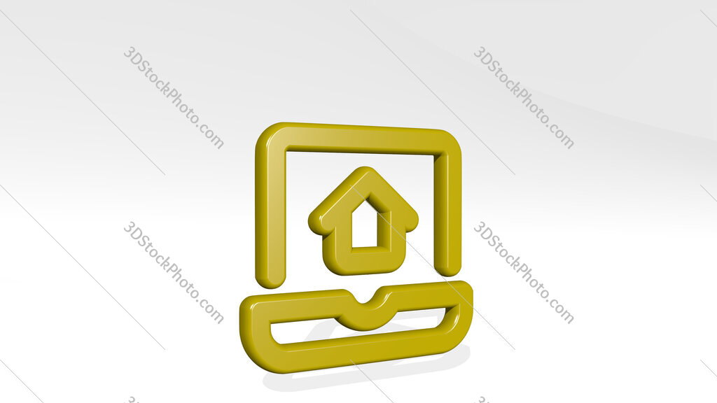 real estate app house laptop 3D icon casting shadow