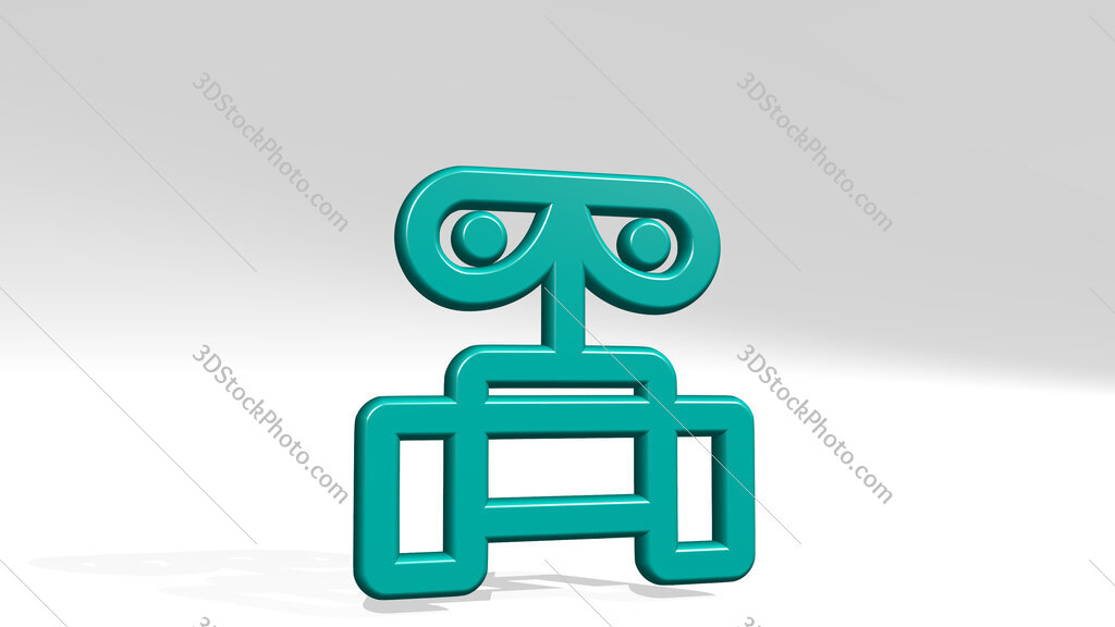 famous character wall e 3D icon casting shadow