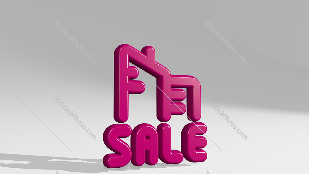 real estate sign building sale 3D icon casting shadow