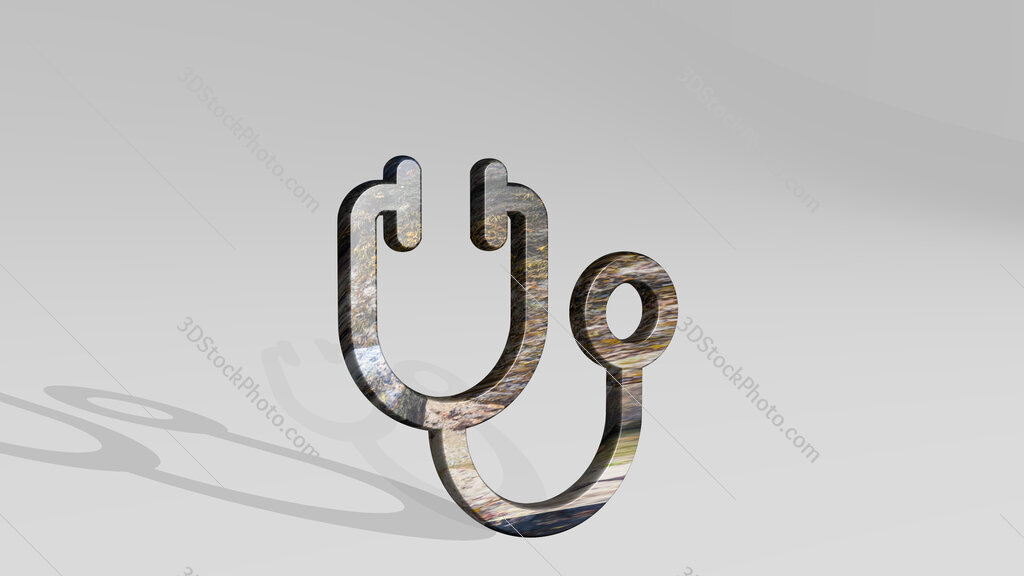 medical instrument stethoscope 3D icon standing on the floor