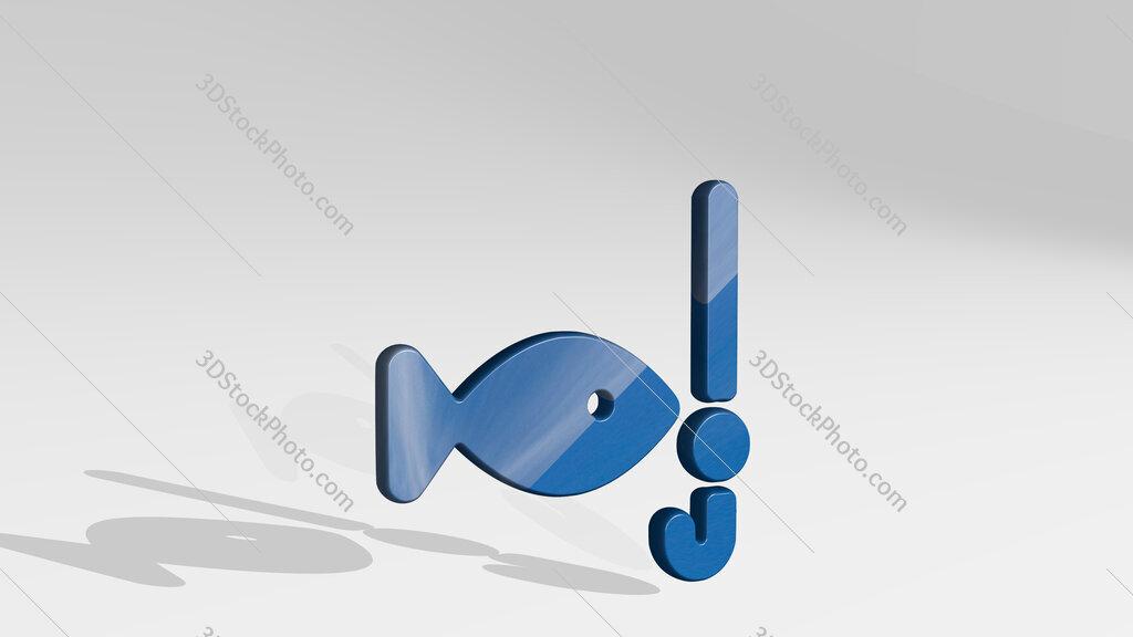 fishing fish 3D icon standing on the floor