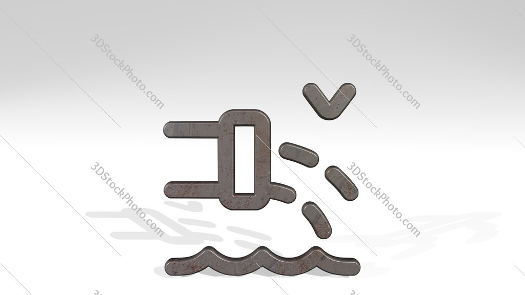pollution faucet water 3D icon standing on the floor