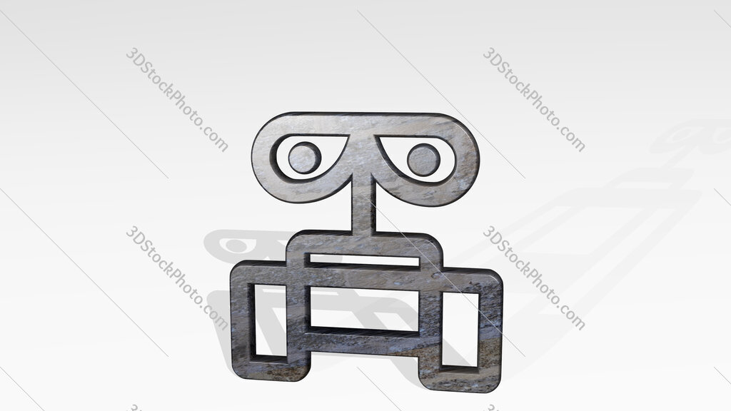 famous character wall e 3D icon standing on the floor