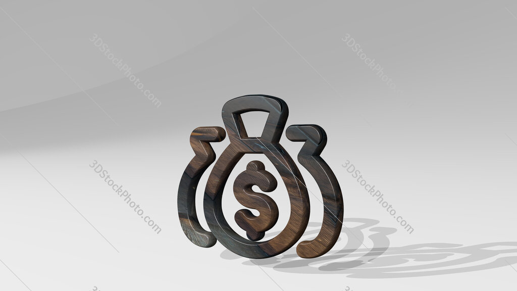 money bags 3D icon standing on the floor