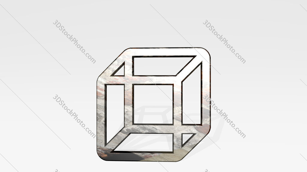 shape cube 3D icon standing on the floor
