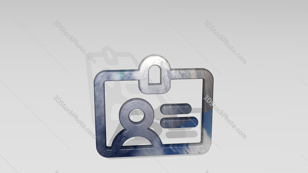 single neutral id card 3D icon standing on the floor