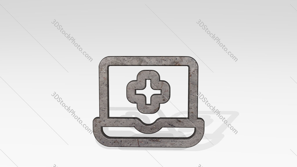 medical app laptop 3D icon standing on the floor