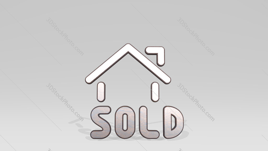 real estate sign house sold 3D icon standing on the floor