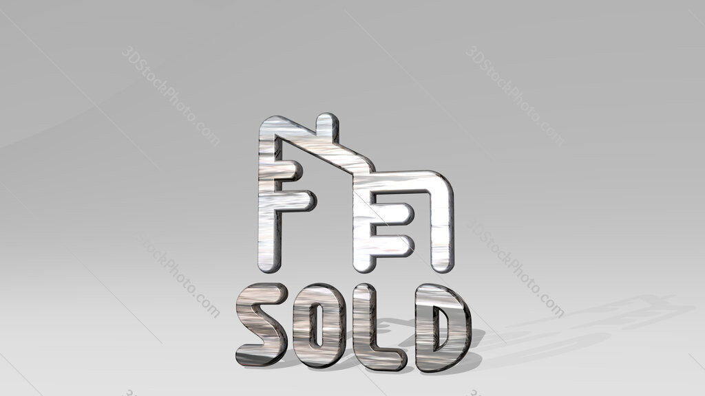 real estate sign building sold 3D icon standing on the floor