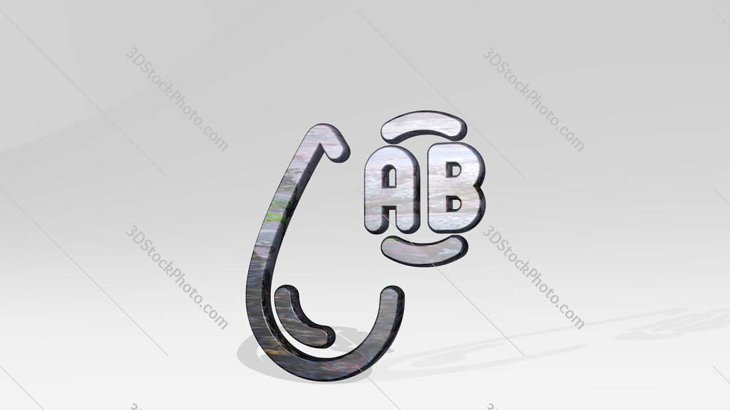 blood drop type ab 3D icon standing on the floor