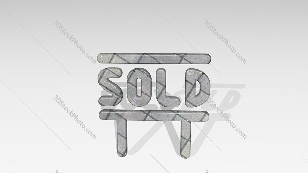 real estate sign board sold 3D icon standing on the floor