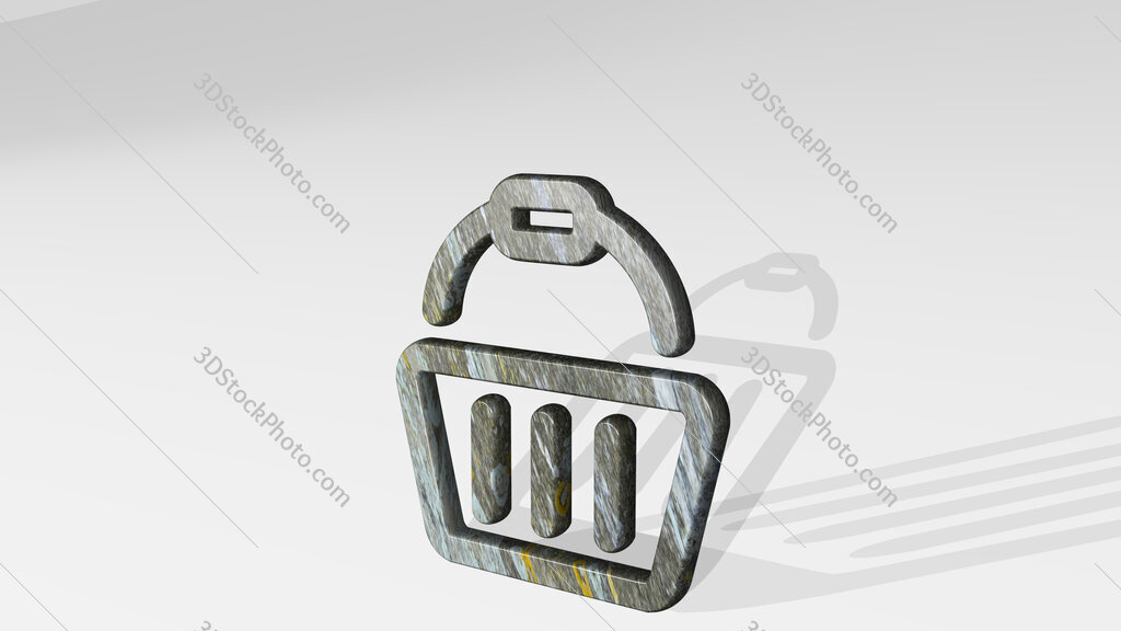shopping basket handle 3D icon standing on the floor