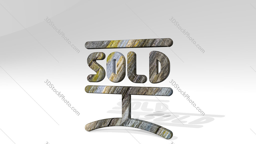 real estate sign sold 3D icon standing on the floor