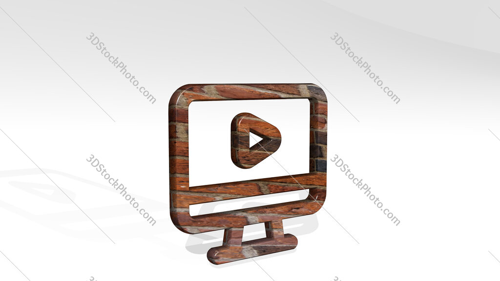video player pc 3D icon standing on the floor